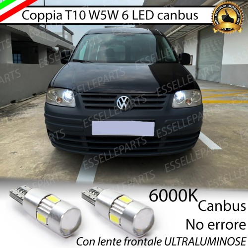 Coppia luci di posizione T10 W5W 6 LED canbus 6000K VW Caddy MK3 Pre-Restyling