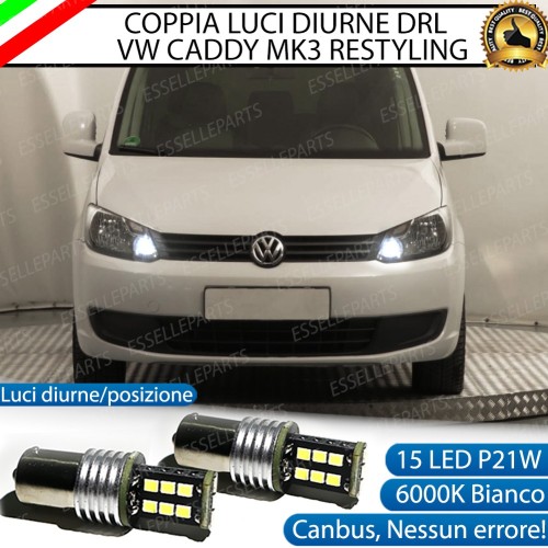 Coppia Lampade P21W da 15 Luci diurne DRL 6000K Bianco Canbus VW Caddy 3 Restyling