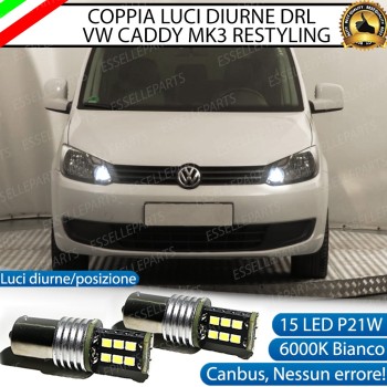 Coppia Lampade P21W da 15 Luci diurne DRL 6000K Bianco Canbus VW Caddy 3 Restyling