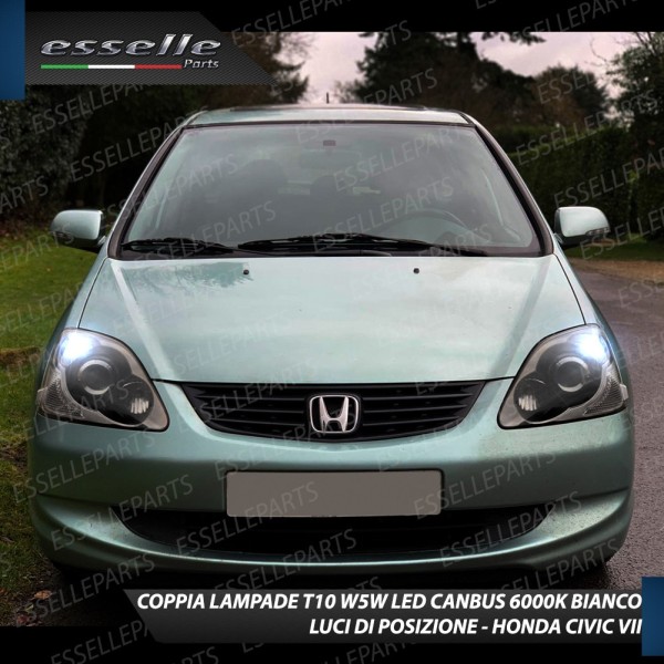 Coppia luci di posizione T10 W5W 5 LED canbus 6000K Bianco Honda Civic 7G Dal 2004