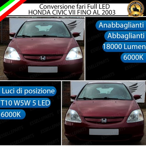 Conversione Fari Full LED 6000K bianco Honda Civic 7G