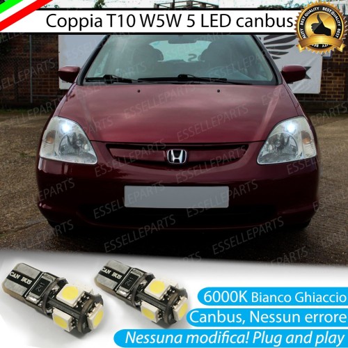 Coppia luci di posizione T10 W5W 5 LED canbus 6000K Honda Civic 7G Fino al 2003