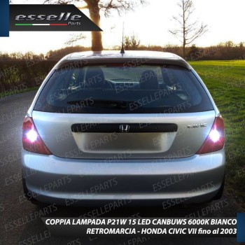 Coppia Lampade 15 LED Retromarcia Canbus 6000K con lente HONDA CIVIC 7G Fino al 2003