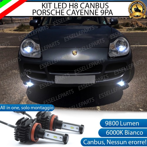 Kit Full LED H8 9800 Lumen 6000K bianco Fendinebbia per Porsche Cayenne Pre-Restyling