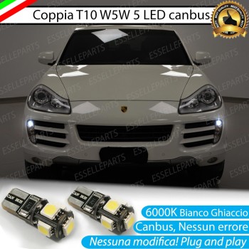 Coppia luci di posizione T10 W5W 5 LED canbus 6000K Bianco Porsche Cayenne Restyling Coppia luci di posizione T10 W5W 5 LED canbus 6000K Bianco Porsche Cayenne Restyling