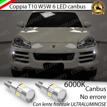 Coppia luci di posizione T10 W5W 6 LED canbus 6000K Bianco Porsche Cayenne Restyling Coppia luci di posizione T10 W5W 6 LED canbus 6000K Bianco Porsche Cayenne Restyling