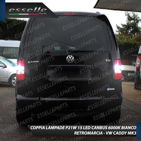 Coppia Lampade 15 LED Retromarcia Canbus 6000K con lente VW CADDY 3 Restyling