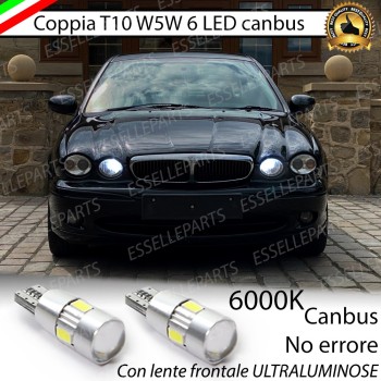 Coppia Lampade T10 W5W LED canbus con lente frontale per luci di posizione per Jaguar X Type Coppia Lampade T10 W5W LED canbus con lente frontale per luci di posizione per Jaguar X Type