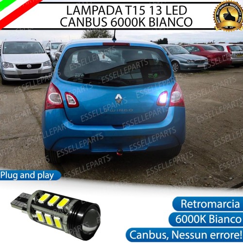 Lampada LED Retromarcia T15 13 LED Canbus 6000K con lente Renault Twingo MK2 Restyling