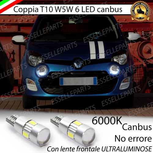 Coppia luci di posizione T10 W5W 6 LED canbus 6000K Renault Twingo MK2 Restyling