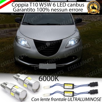 Coppia luci posizione T10 W5W 6 LED canbus 6000K Lancia Ypsilon MK2 846 Pre-Restyling