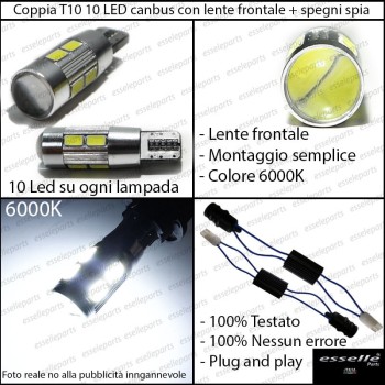 Coppia luci posizione T10 W5W 10 LED canbus 6000K Lancia Ypsilon MK2 846 Pre-Restyling
