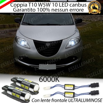 Coppia luci posizione T10 W5W 10 LED canbus 6000K Lancia Ypsilon MK2 846 Pre-Restyling