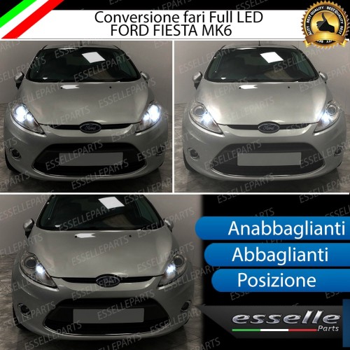 Conversione Fari Full LED 6000K bianco ghiaccio FORD FIESTA MK6 con fari lenticolari