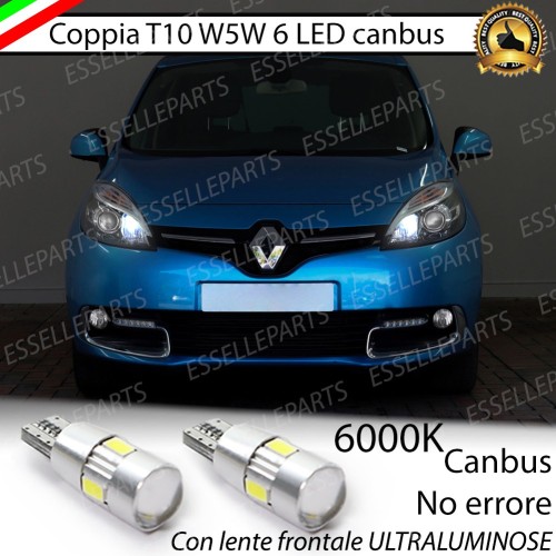 Coppia Lampade T10 W5W 6 LED Canbus 6000K bianco RENAULT SCENIC 3