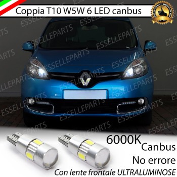 Coppia Lampade T10 W5W 6 LED Canbus 6000K bianco RENAULT SCENIC 3