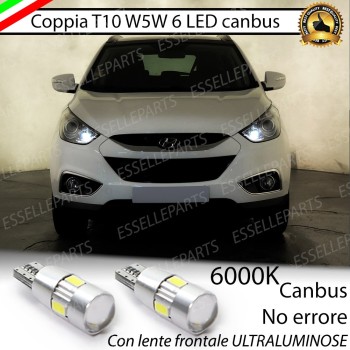 Coppia luci di posizione T10 W5W 6 LED canbus da 6000K Bianco 400 Lumen per Hyundai IX35 Fino al 2013 Coppia luci di posizione T10 W5W 6 LED canbus da 6000K Bianco 400 Lumen per Hyundai IX35 Fino al 2013