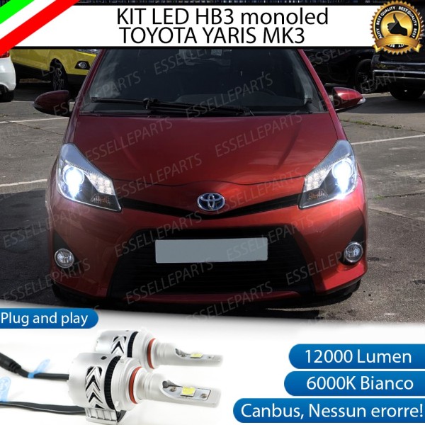 Kit Mono led HIR/HIR2 12000 Lumen 6000K bianco TOYOTA YARIS MK3 con fari lenticolari