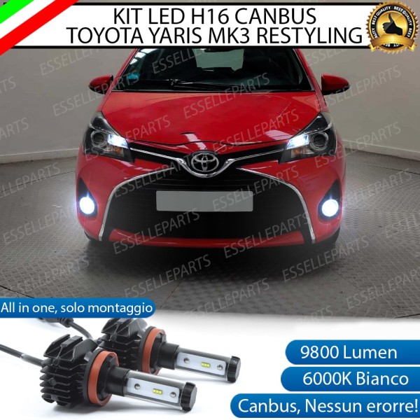 Kit Full LED H16 Per Toyota Yaris MK3 Restyling Da 2014 Fendinebbia 9800 Lumen 6000K