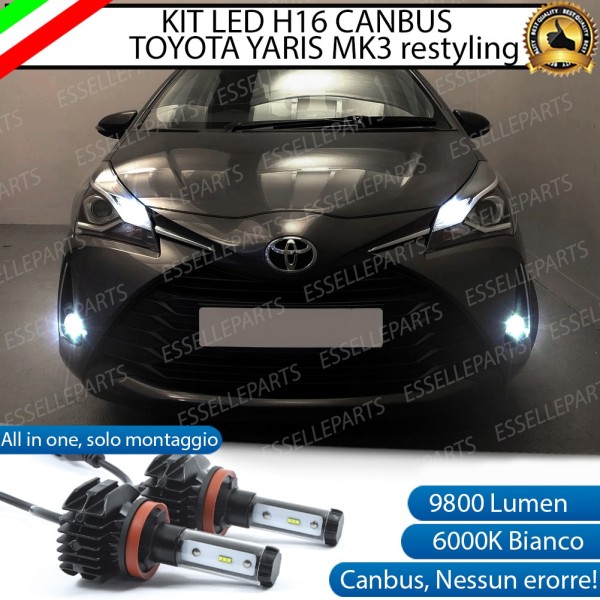 Kit Full LED H16 Per Toyota Yaris MK3 Restyling Da 2017 Fendinebbia 9800 Lumen 6000K
