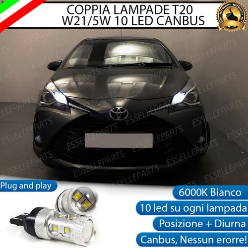Luci di Posizione/Diurne 10 LED T20 6000K Canbus Toyota Yaris MK3 Restyling Dal 2017