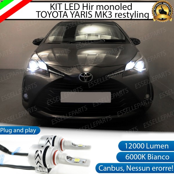 Kit Mono led HIR/HIR2 12000 Lumen 6000K bianco Toyota Yaris MK3 con fari lenticolari