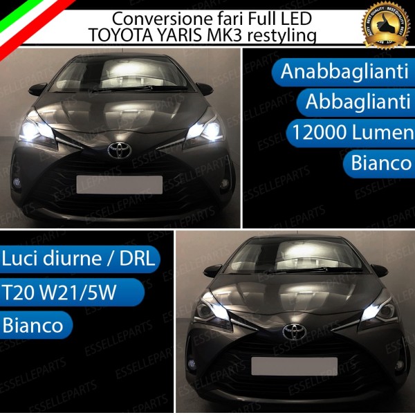 Conversione Fari Full LED 12000LM + 1300LM Toyota Yaris MK3 con fari lenticolari