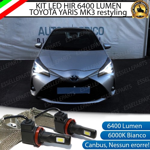 Kit LED HIR2 6400 Lumen 6000K bianco Toyota Yaris MK3 con fari lenticolari