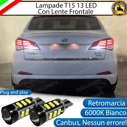 Coppia lampade 13 LED Retromarcia T15 con lente 6000K bianco per Hyundai I40 Dal 2014