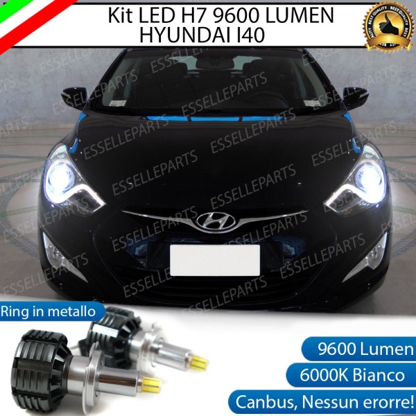 Kit Full LED H7 9600 Lumen 6000K bianco Anabbaglianti Hyundai I40 Fino al 2013