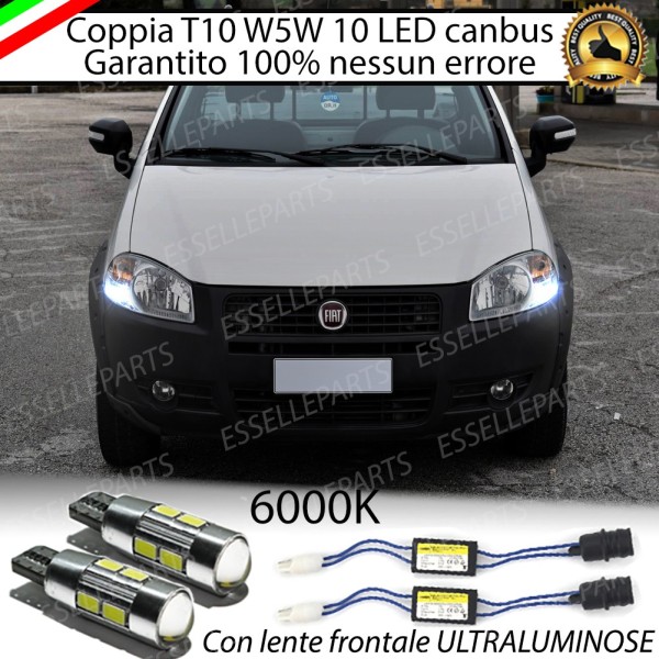 Coppia Luci Di Posizione 10 LED Per Fiat Strada MK3 Canbus 6000K Bianco Ghiaccio