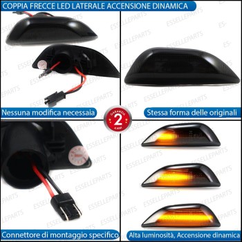 Placchette Dinamiche Laterali nere a led per frecce specifiche per OPEL MOKKA X