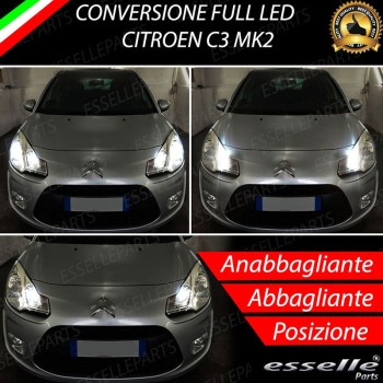 Conversione Fari Full LED per Citroen C3 MK2 6000K Bianco Ghiaccio Canbus