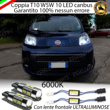 Coppia Luci Di Posizione 10 LED Per Fiat Qubo Canbus 6000K Bianco Ghiaccio