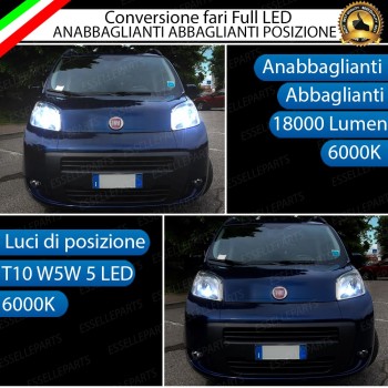 Conversione Fari Full LED 6000k canbus FIAT QUBO Luce Bianca No Error