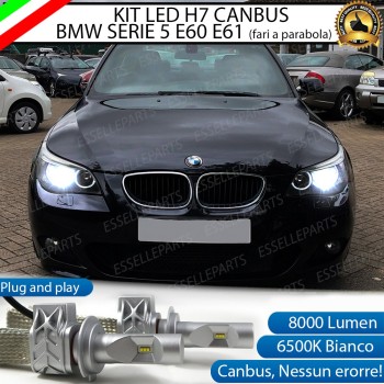 Kit Full LED H7 8000 Lumen 6000K Anabbaglianti BMW SERIE 5 E60 E61 Fino al 03-2007