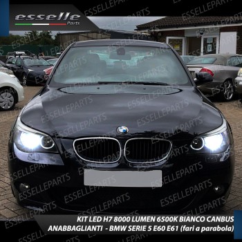 Kit Full LED H7 8000 Lumen 6000K Anabbaglianti BMW SERIE 5 E60 E61 Fino al 03-2007