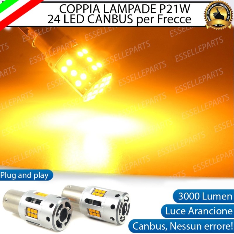 P21W 1 POLO 1156 CANBUS 2 LAMPADINE MODELLO 78 CHIP LED ARANCIONE