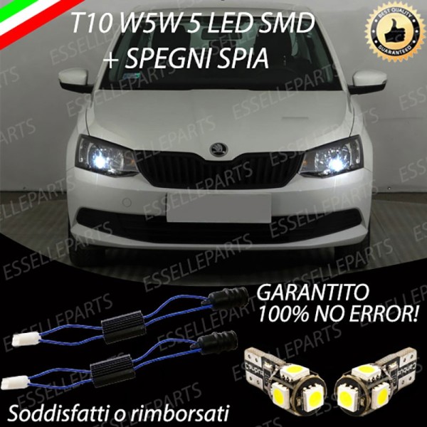 Coppia luci di posizione T10 W5W 5 LED canbus 6000K Skoda Fabia 3 Pre-Restyling