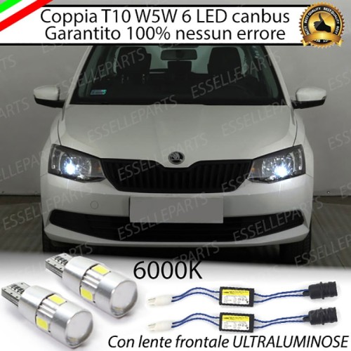 Coppia luci di posizione T10 W5W 6 LED canbus 6000K Skoda Fabia 3 Pre-Restyling
