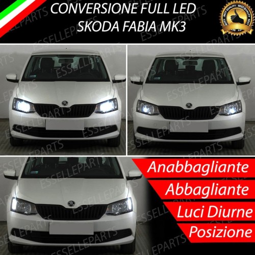 Conversione Fari Full LED 6000K bianco ghiaccio SKODA FABIA MK3 con fari a parabola