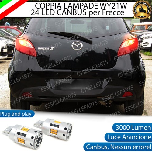 Coppia Lampade T20 WY21W 24 LED CANBUS 3.0 PER FRECCE DIREZIONALI POSTERIORI MAZDA 2 II