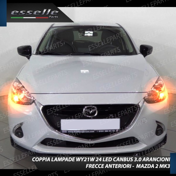 Coppia Lampade T20 WY21W 24 LED CANBUS 3.0 PER FRECCE DIREZIONALI ANTERIORI MAZDA 2 III