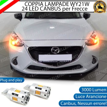 Coppia Lampade T20 WY21W 24 LED CANBUS 3.0 PER FRECCE DIREZIONALI ANTERIORI MAZDA 2 III