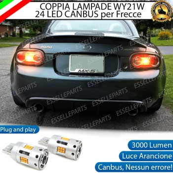 Coppia Lampade T20 WY21W 24 LED CANBUS 3.0 PER FRECCE DIREZIONALI POSTERIORI MAZDA MX-5 III