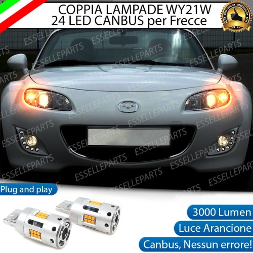 Coppia Lampade T20 WY21W 24 LED CANBUS 3.0 PER FRECCE DIREZIONALI ANTERIORI MAZDA MX-5 III