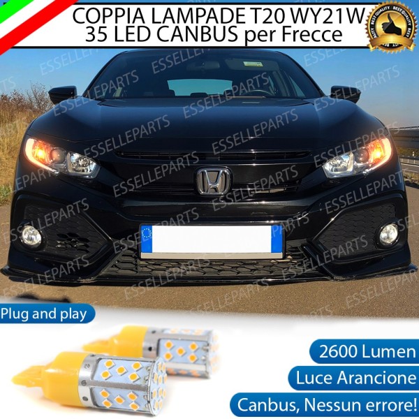 Coppia Lampade T20 WY21W 35 LED CANBUS PER FRECCE DIREZIONALI Anteriori PER HONDA CIVIC 10G