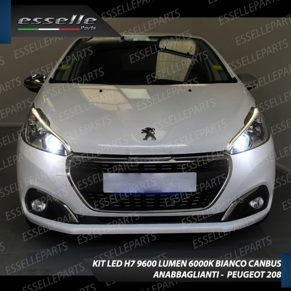 Kit Full LED H7 9600 Lumen 6000K bianco Anabbaglianti PEUGEOT 208 Lenticolare