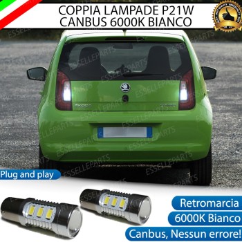 Coppia Lampade LED Retromarcia Da 15 LED Canbus 6000K con lente frontale SKODA CITIGO