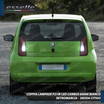 Coppia Lampade LED Retromarcia Da 15 LED Canbus 6000K con lente frontale SKODA CITIGO